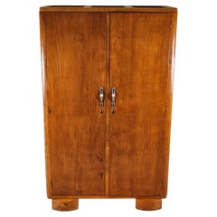 Vintage Two-door walnut closet with brass handles 20th century