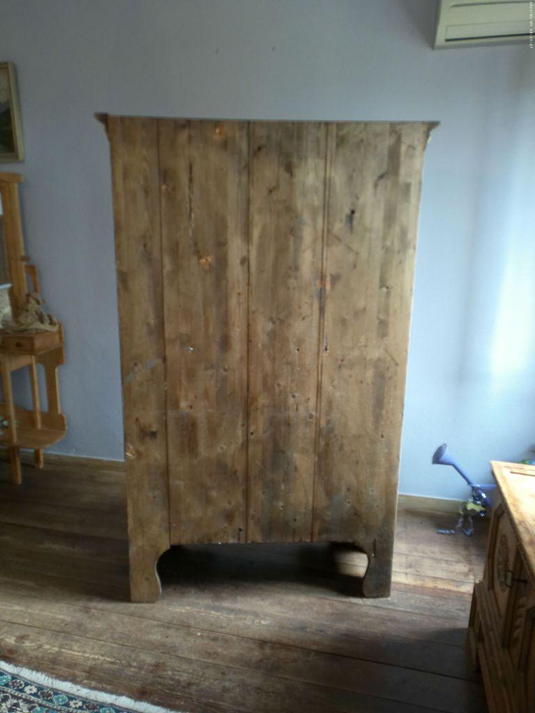 Italian Spruce cabinet with floral painted relief frames For Sale