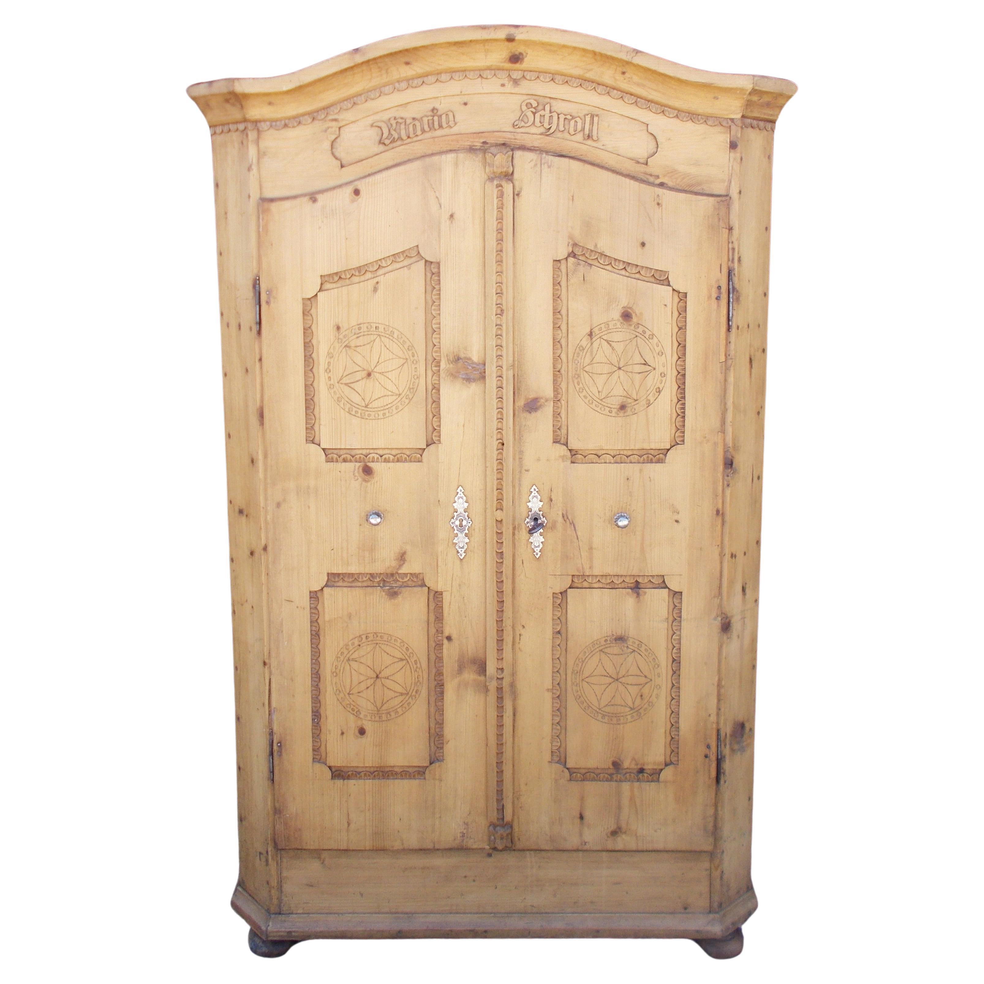 Cirmolo closet in rustic country art style For Sale