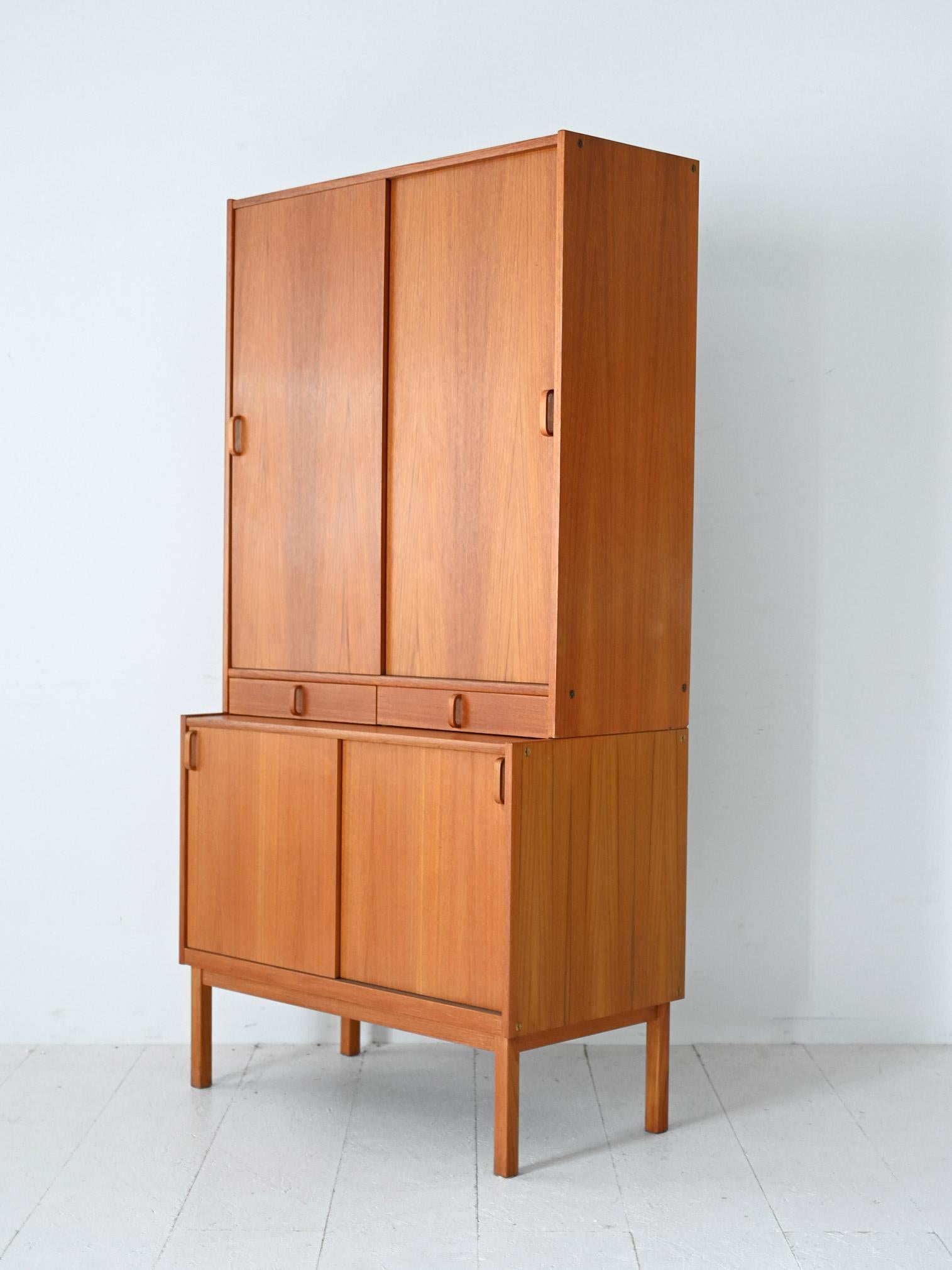 Mid-20th Century Scandinavian teak closet with sliding doors - Bodafors For Sale