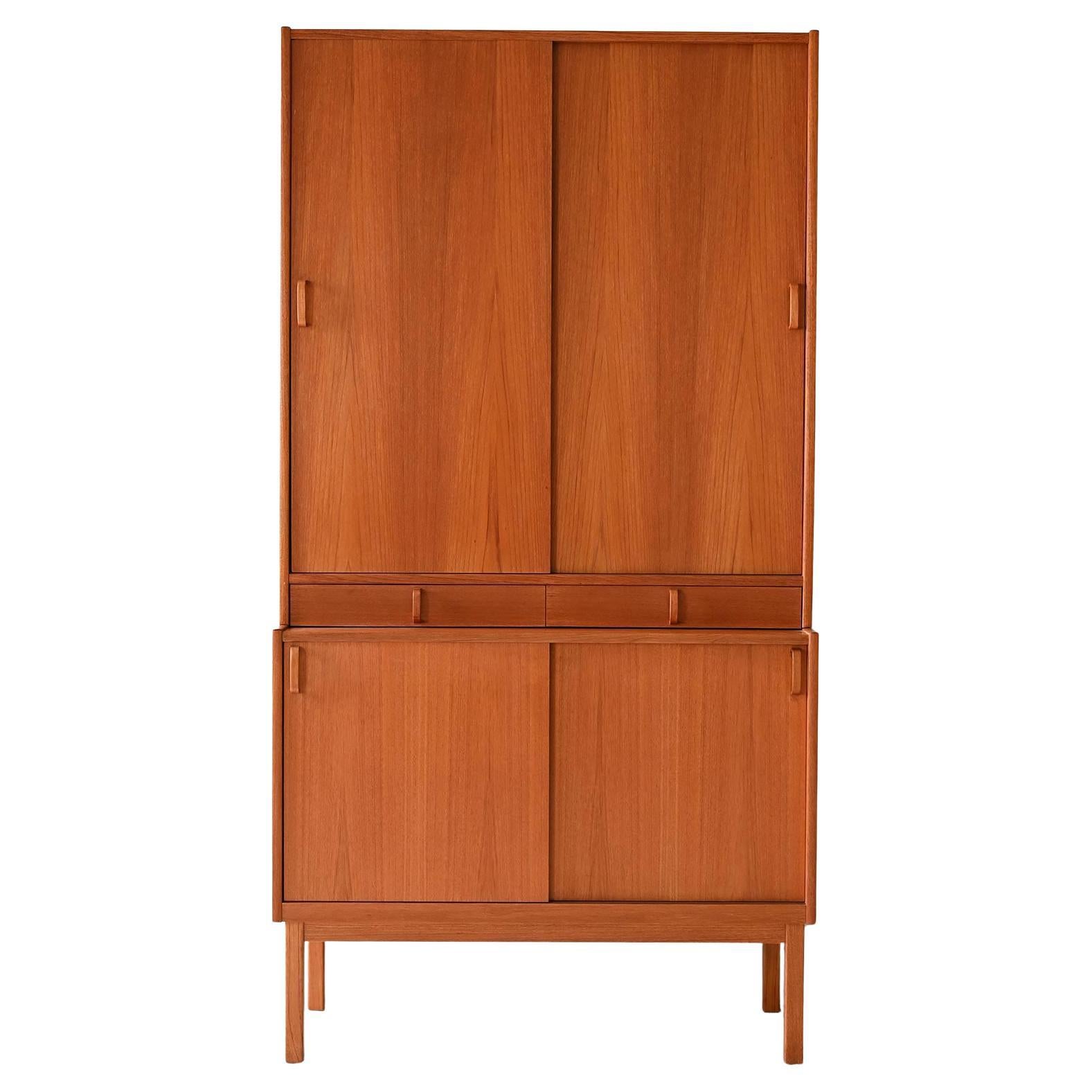 Scandinavian teak closet with sliding doors - Bodafors For Sale
