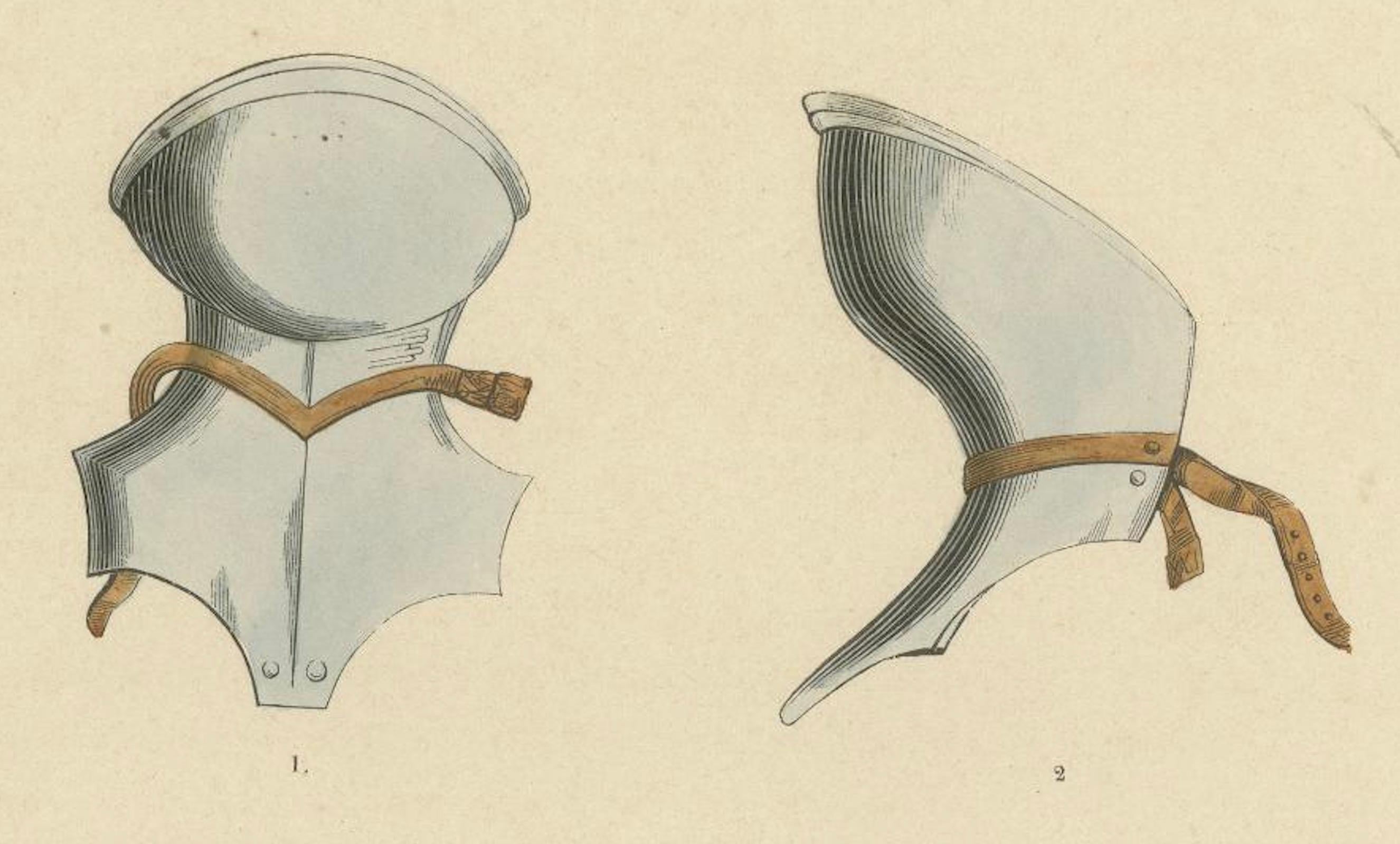 Armaments of Yore: A Study of Medieval Helmets and Armor, 1845 In Good Condition For Sale In Langweer, NL