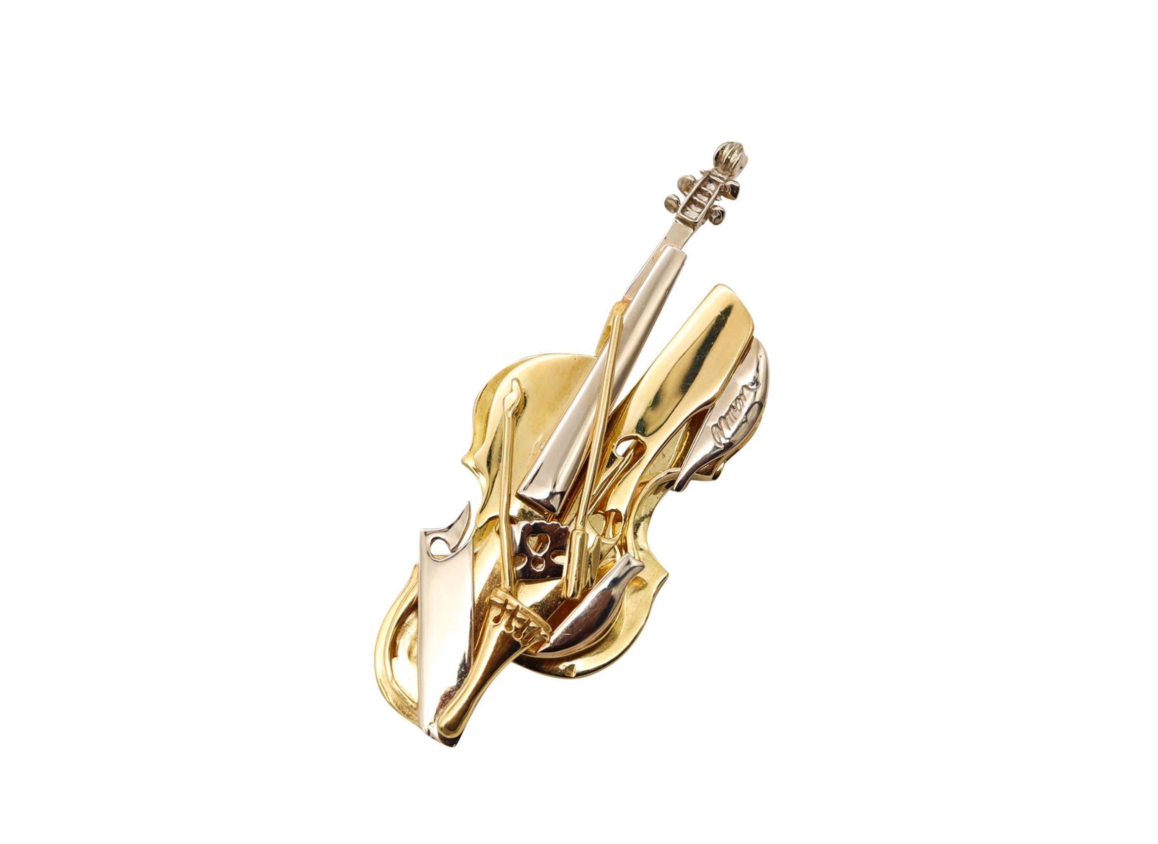 Women's Arman 1970's Rare Sculptural Deconstructed Violin 18Kt Gold French Edition 8/8 For Sale