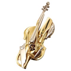 Arman 1970's Rare Sculptural Deconstructed Violine 18Kt Gold Französisch Edition 8/8
