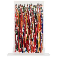 Arman Aqua Frago Sculpture Accumulation of Paint Tubes in Plexiglas Box