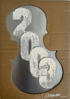 Concerto per violino firmato a mano in tecnica mista Arman Assemblage Collage New Years Card