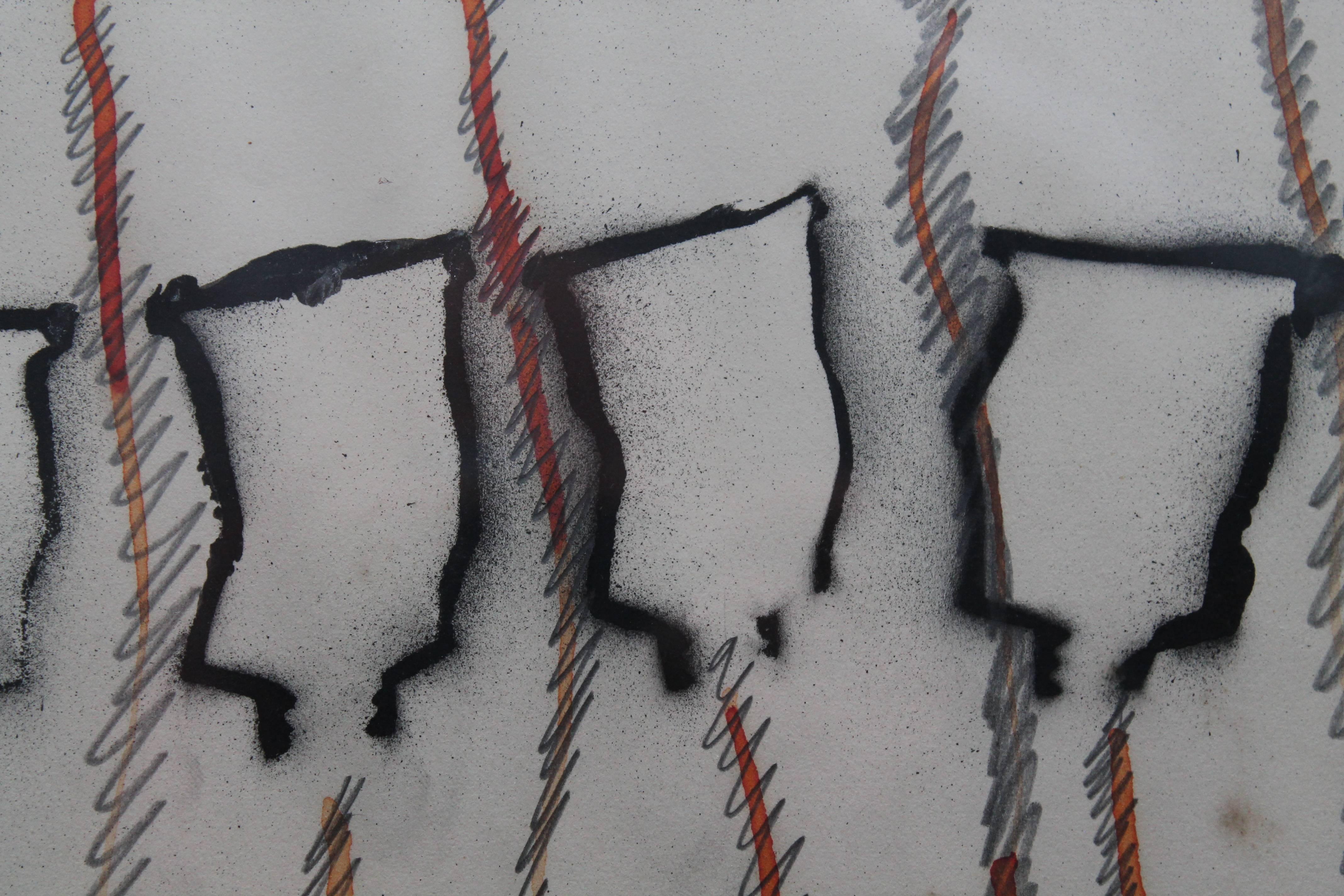 Arman „Orange Goes“ 1968 „New Realist“ Zeichnung Andrew Crispo Gallery Label (Moderne) im Angebot