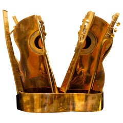 Arman Polished Bronze Coffee Table Base of Musical Instruments Used Arman Polished Bronze Coffee Table Base of Musical Instruments