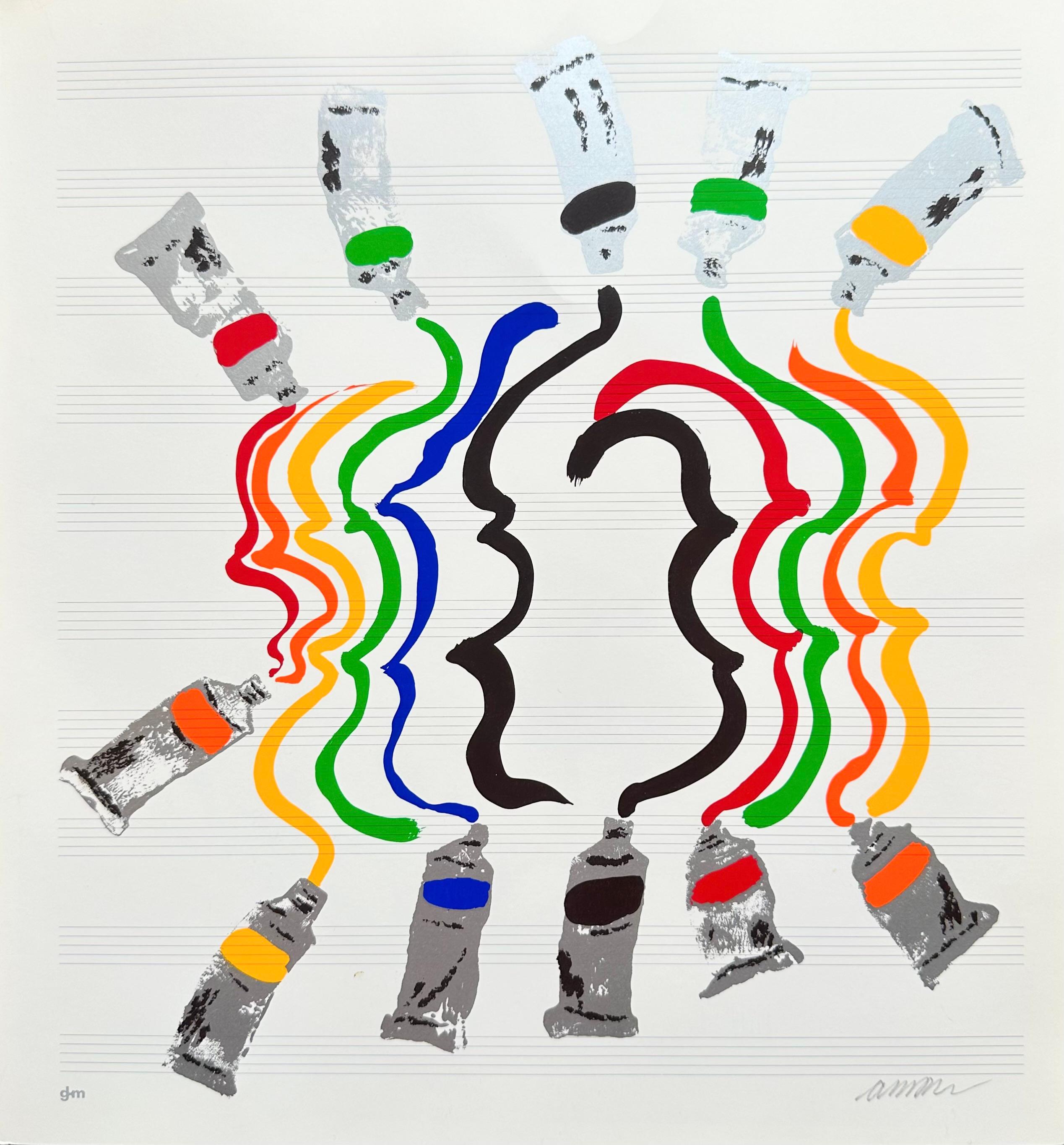 Abstract Print di Arman - ARMAN, Nizza 1928 – New York 2005   Tubetti di colore, 1987