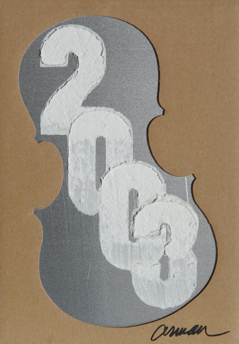 Tarjeta de Año Nuevo 2003, impresión sobre aluminio de Arman en venta 2
