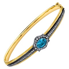 Arman Sarkisyan Aquamarine Le Fleur 18k Gold Bracelet with Sapphire and Diamonds
