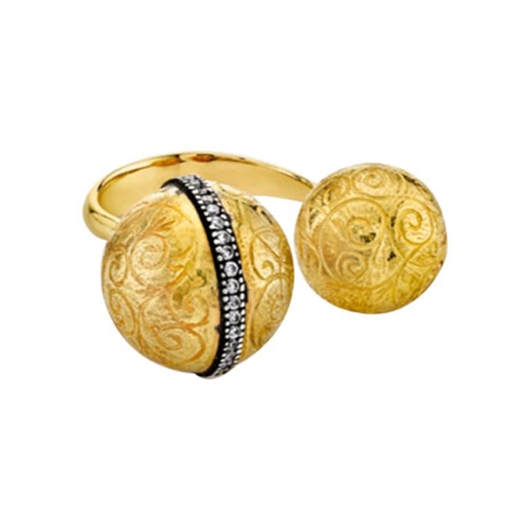 Arman Sarkisyan Engraved Sphere Gold Ring For Sale