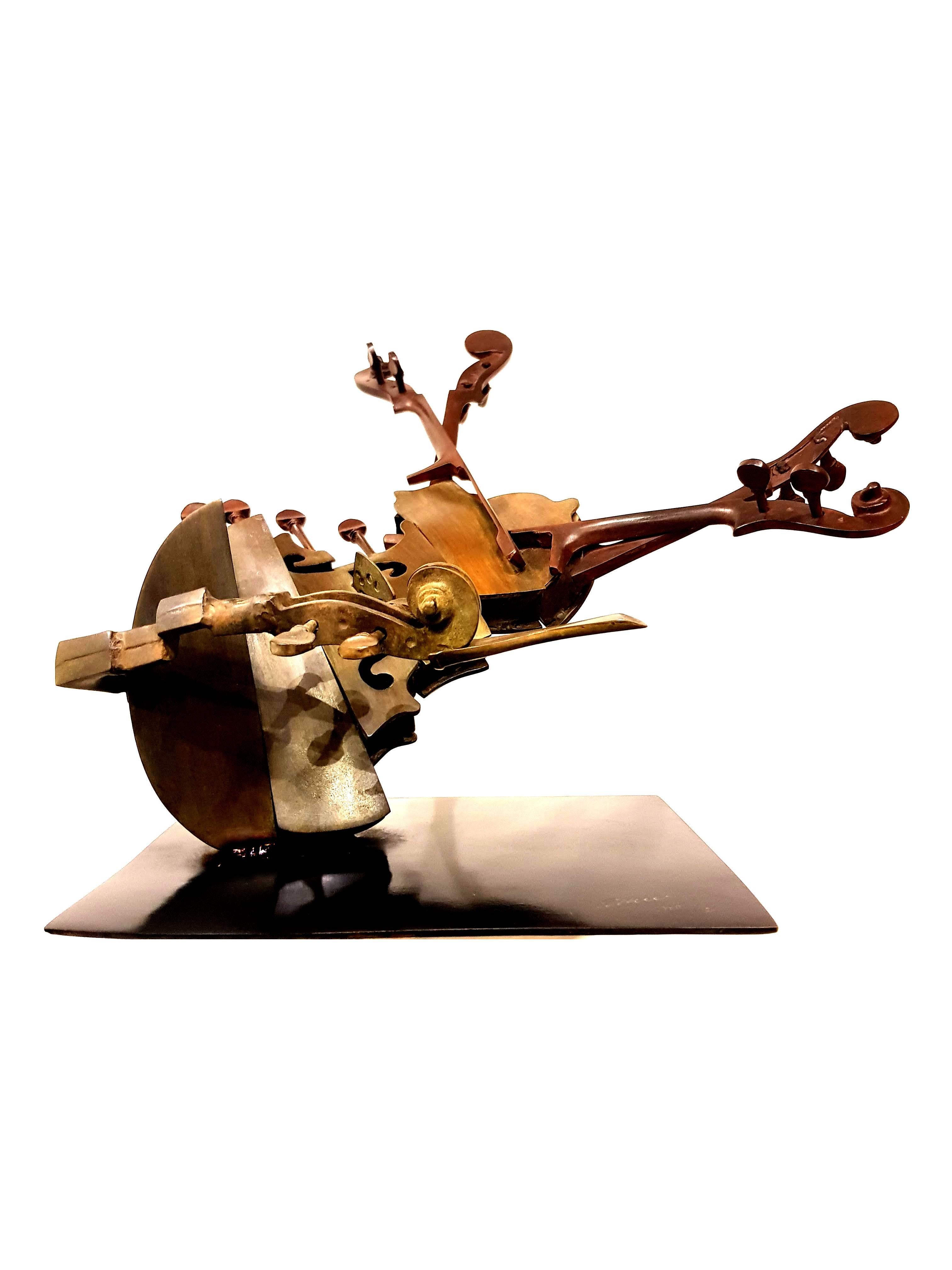 Rare sculpture de violon en bronze signée Arman en vente 1