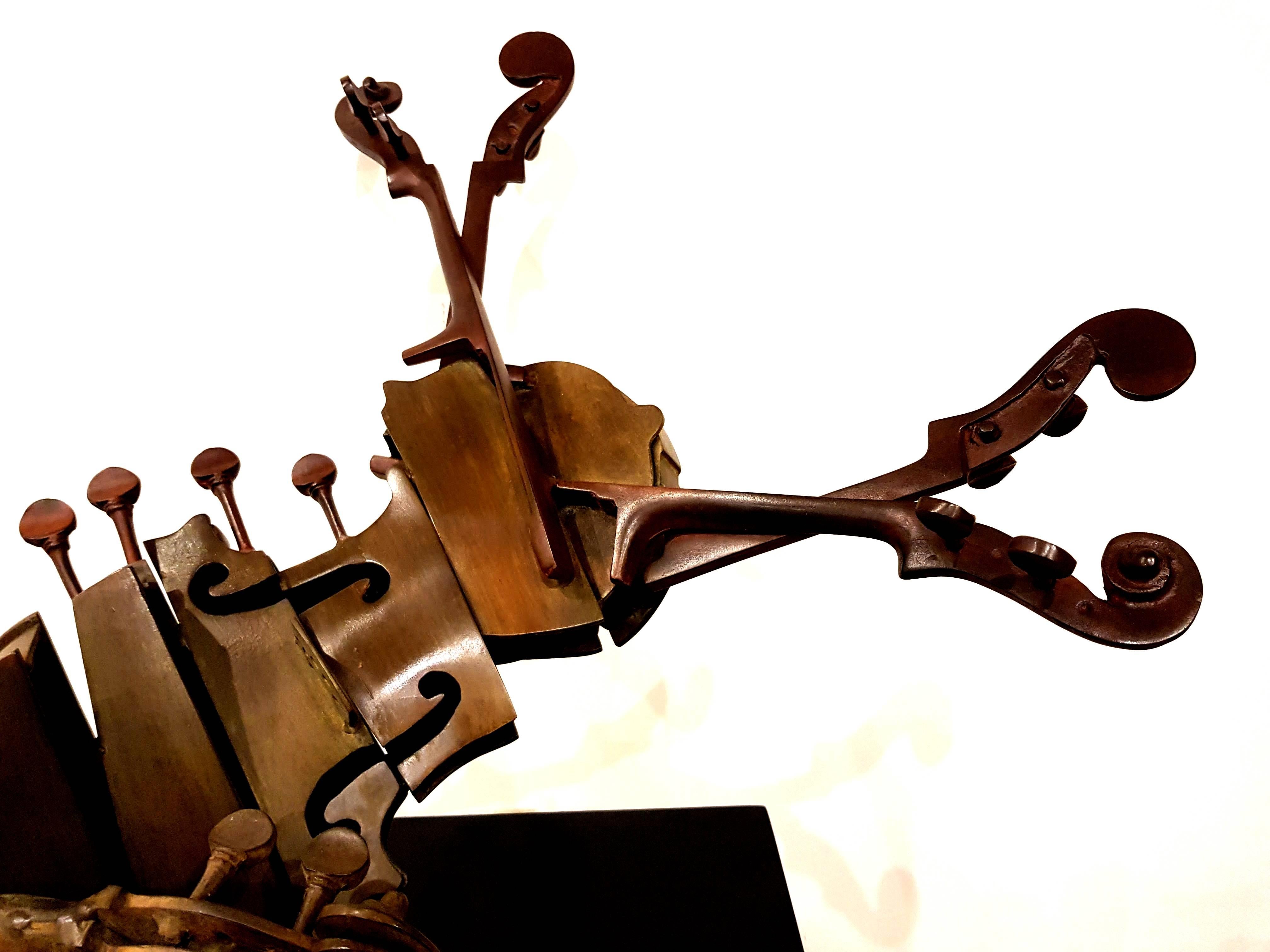 Rare sculpture de violon en bronze signée Arman en vente 3