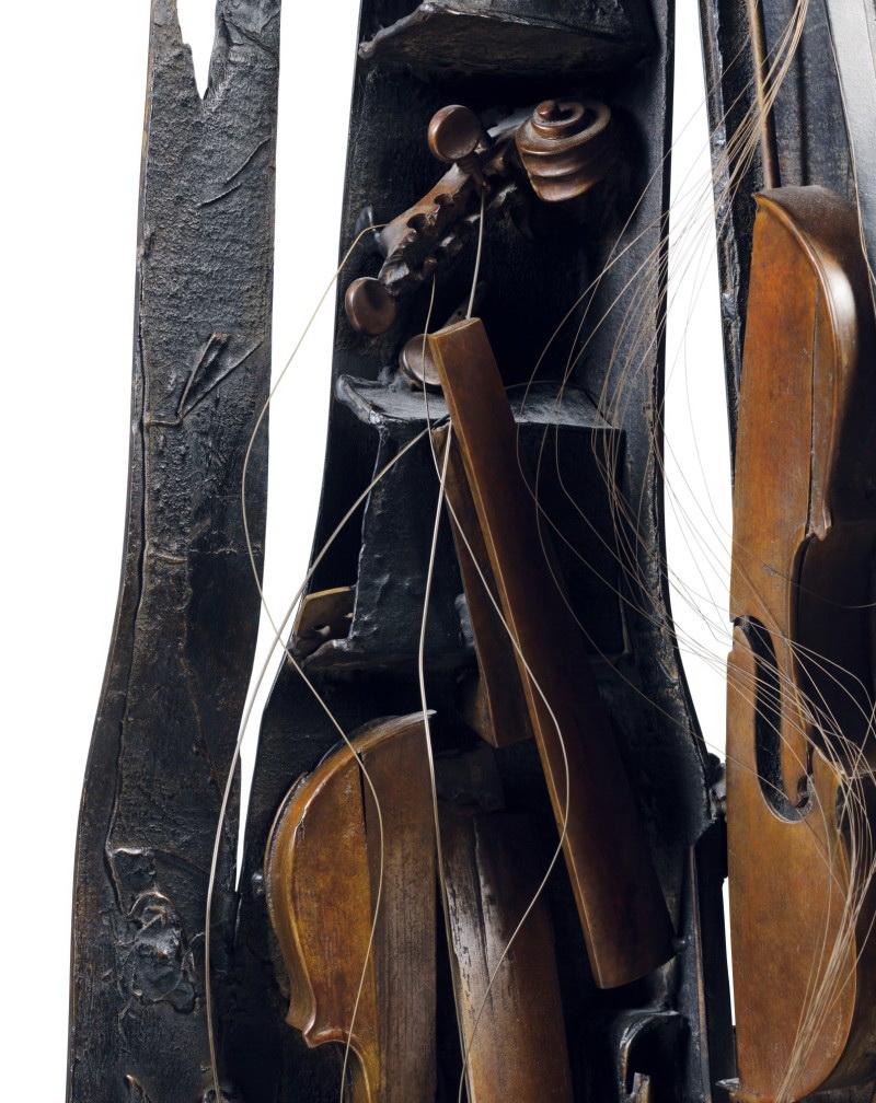 Arman, Chicago Concerto
Bronze violins and wire
Stamped with the artist’s signature, numbered and bears the Bocquel Foundry mark
Recorded in the Arman Studio Archives under NR APA# 8202.83.020