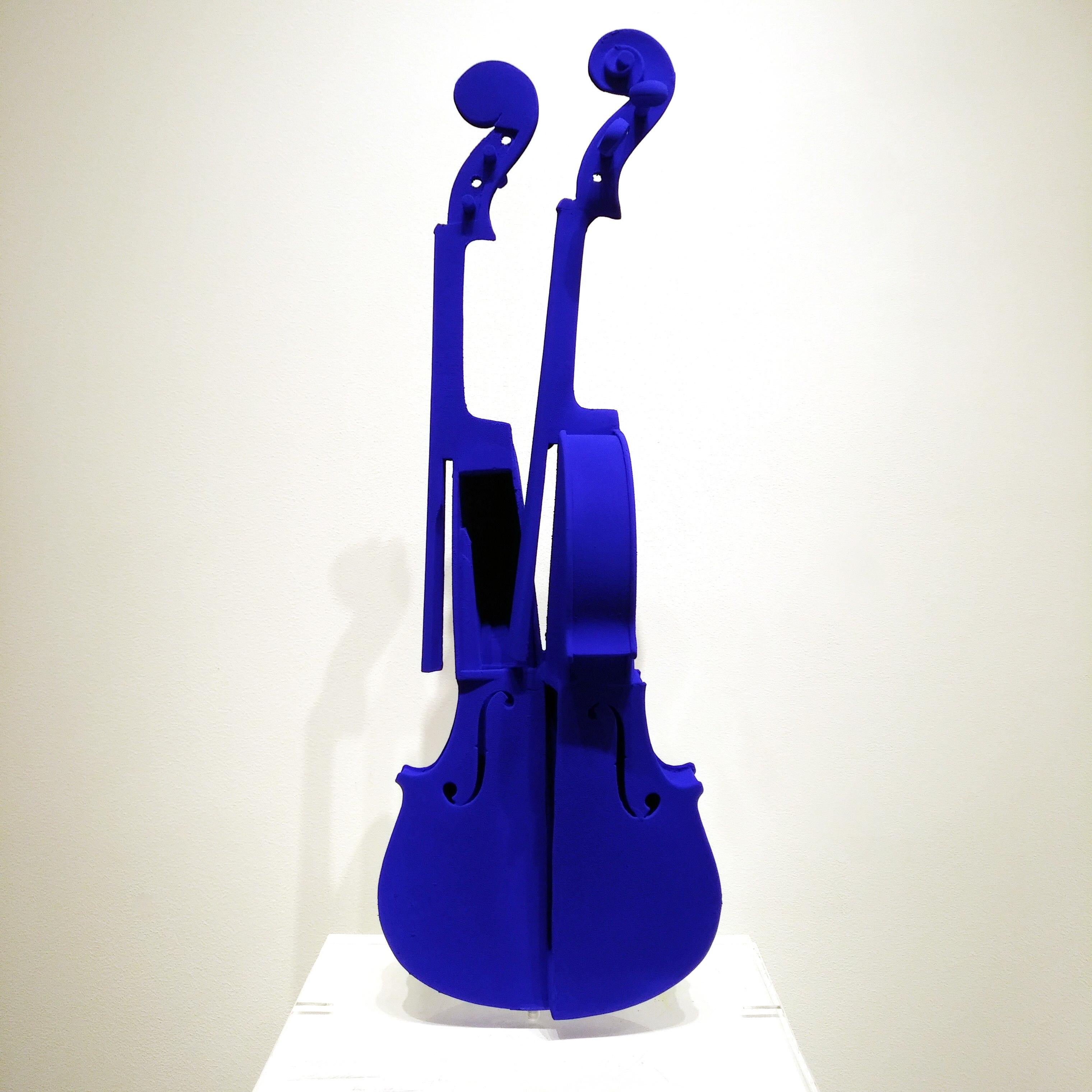 Arman Cintra Violin Tribute to Yves Klein IKB Blue on Wood Violin For Sale 9