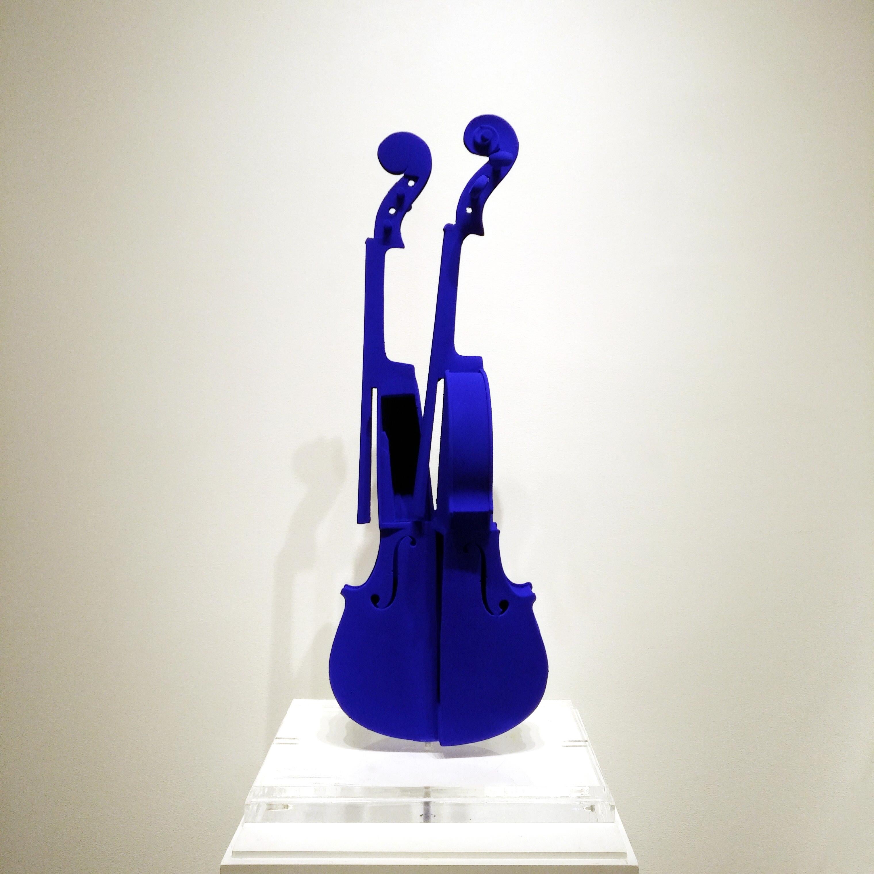 Arman Cintra Violin Tribute to Yves Klein IKB Blue on Wood Violin For Sale 2