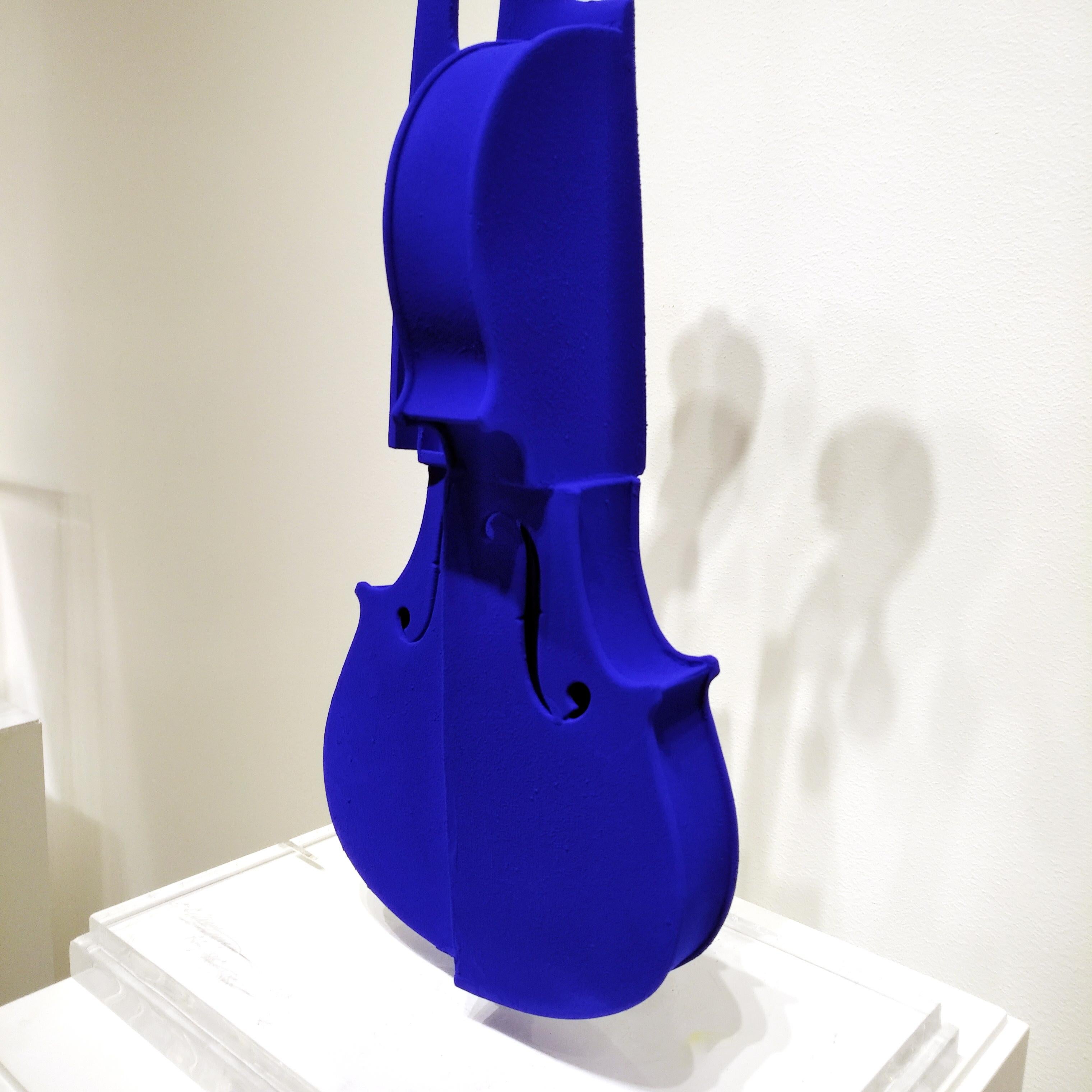 Arman Cintra Violin Tribute to Yves Klein IKB Blue on Wood Violin For Sale 3