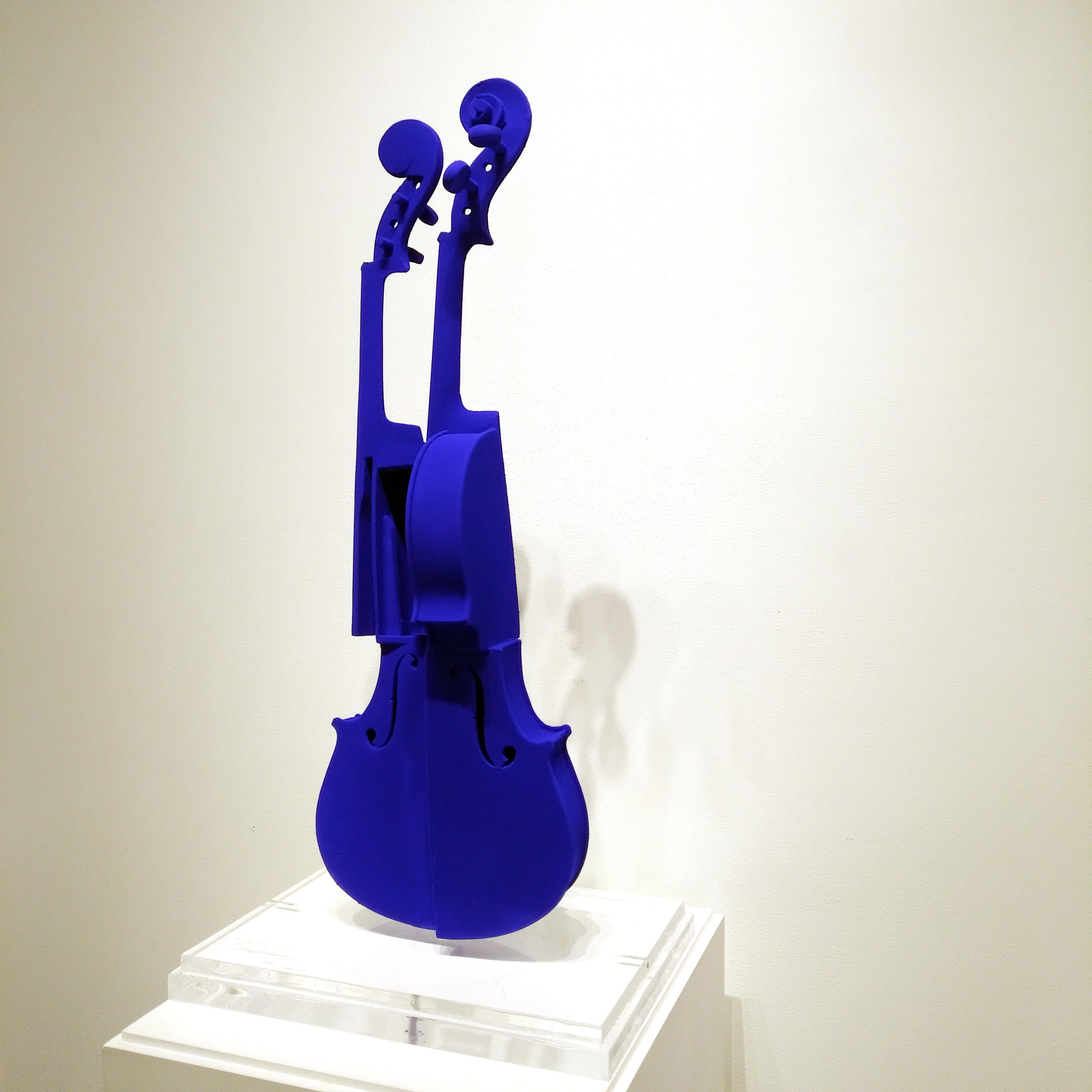 Arman Cintra Violin Tribute to Yves Klein IKB Blue on Wood Violin For Sale 6