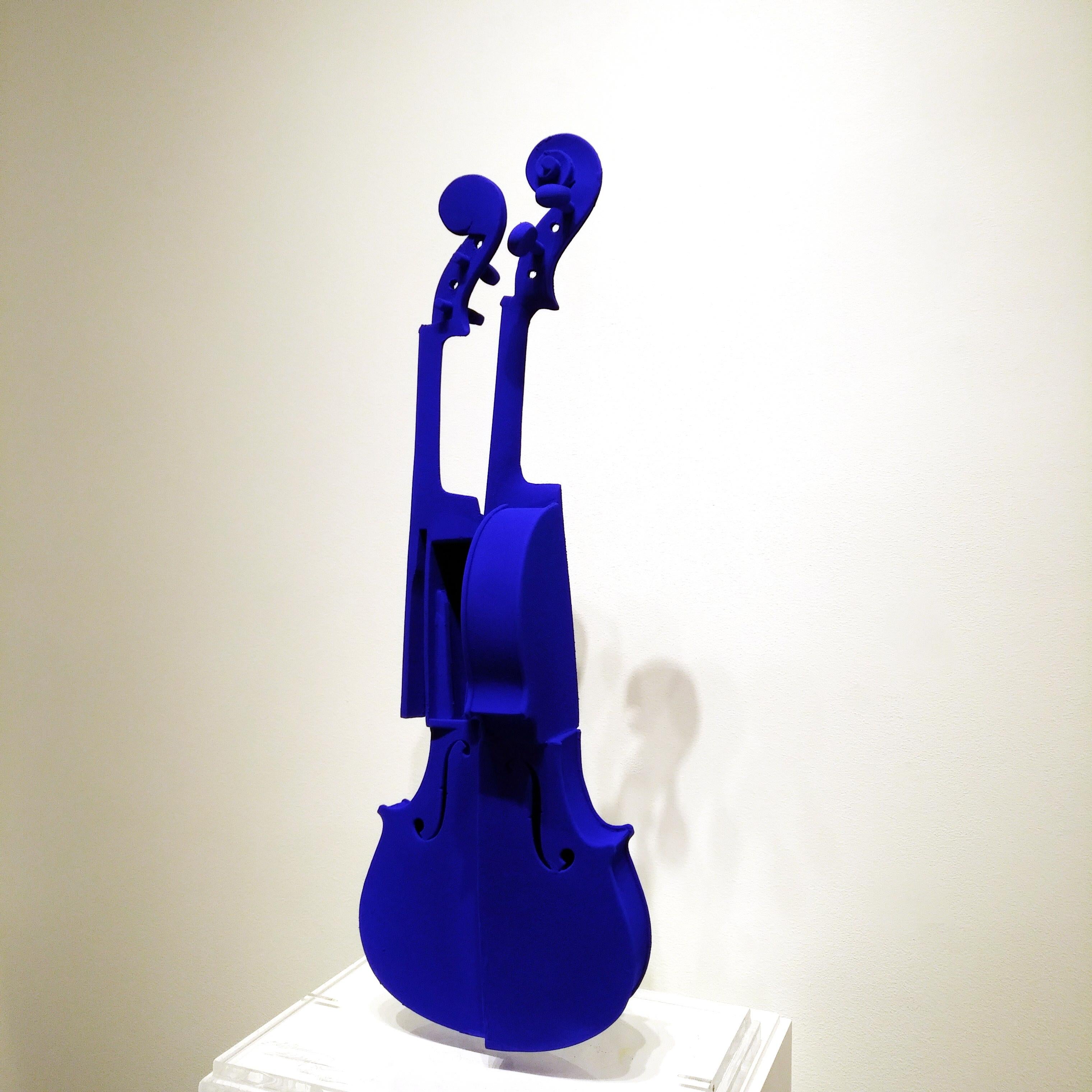 Arman Cintra Violin Tribute to Yves Klein IKB Blue on Wood Violin For Sale 7