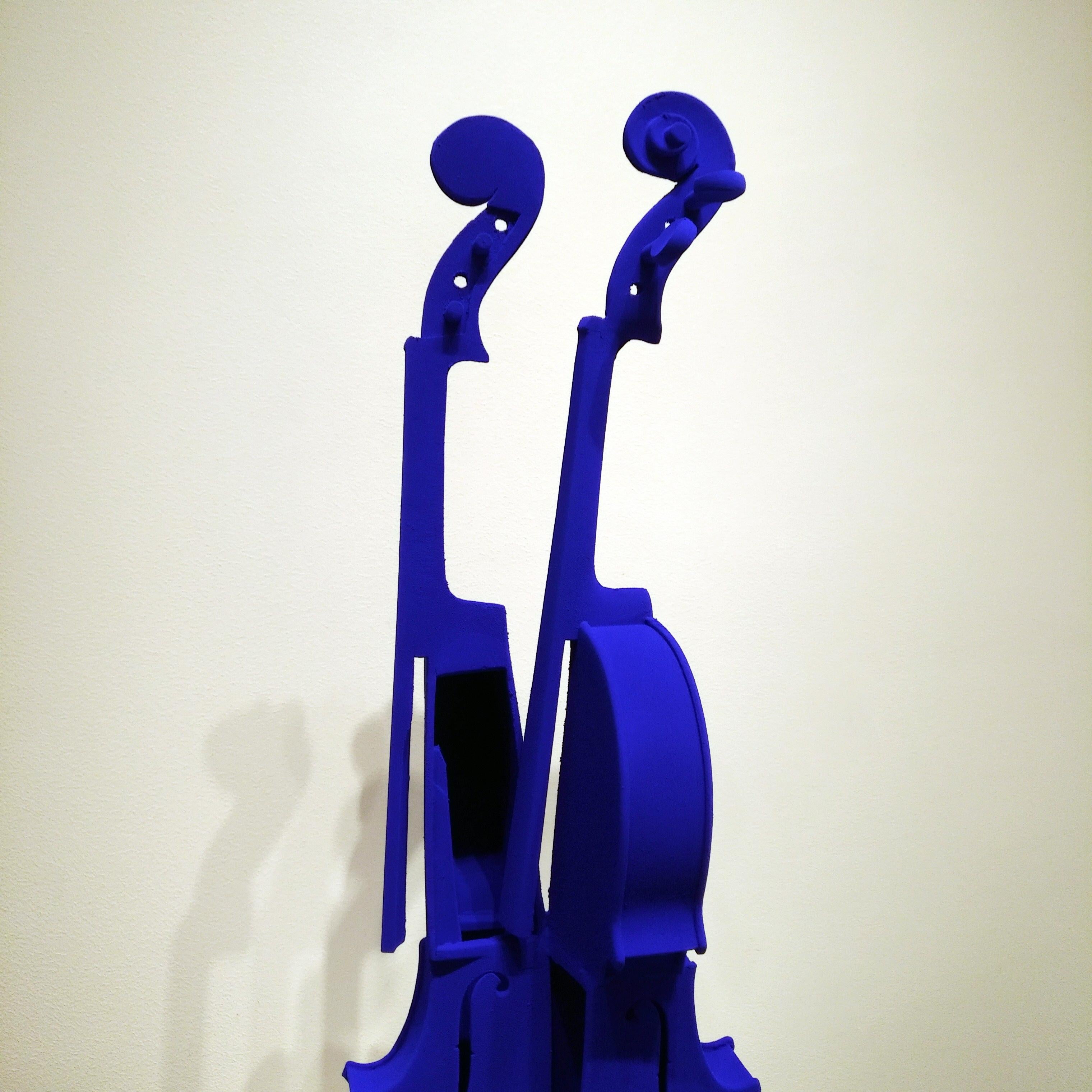 Arman Cintra Violin Tribute to Yves Klein IKB Blue on Wood Violin For Sale 7