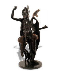 Scultura in bronzo a fette Arman Orgueil Masculin Heracles e sassofono