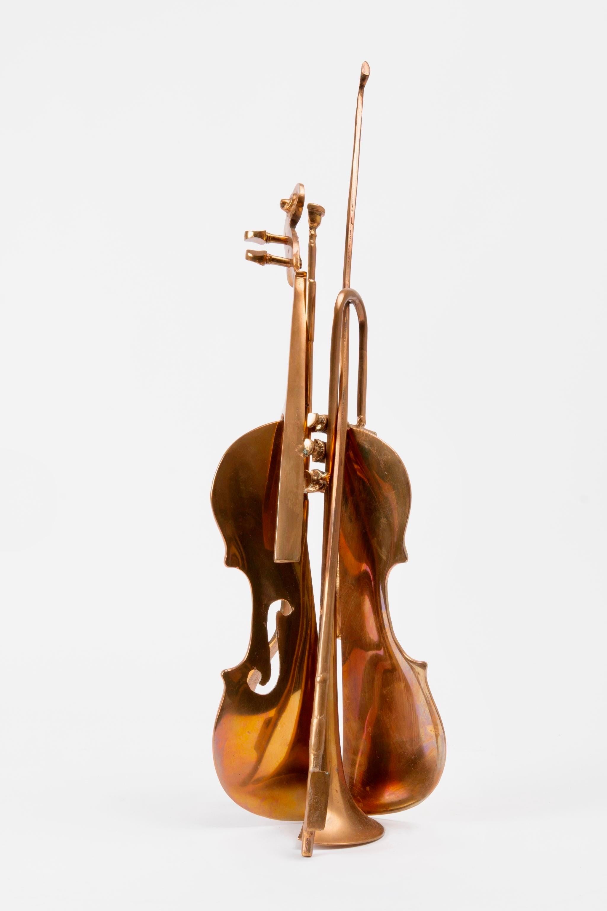 Arman Telemann assemblage de sculptures en bronze coulé pour concert de violon taillé, signées à la main 9