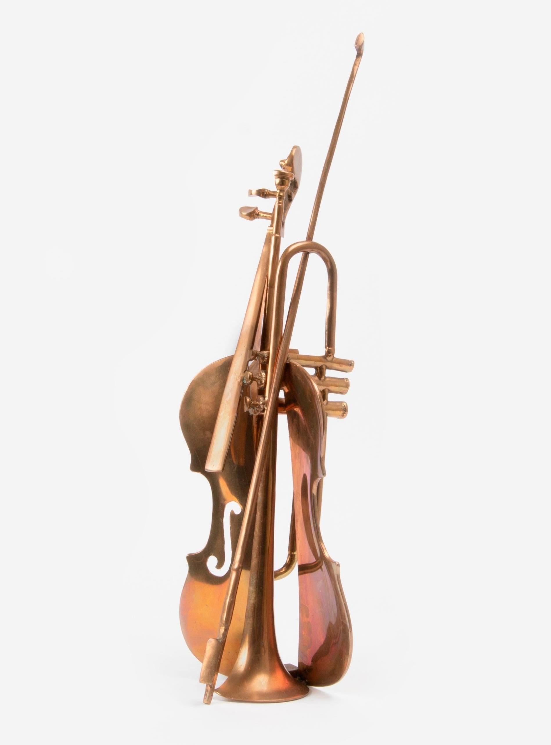 Arman Telemann assemblage de sculptures en bronze coulé pour concert de violon taillé, signées à la main 2