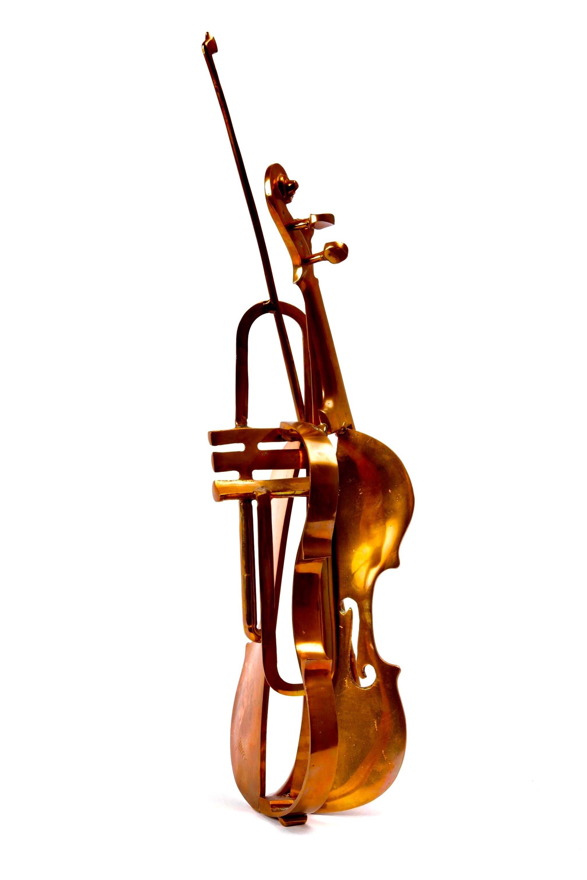 Arman Telemann Cut Violin Concerto Hand Signed Cast Bronze Sculpture Assemblage  3