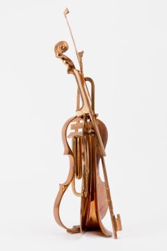 Arman Telemann assemblage de sculptures en bronze coulé pour concert de violon taillé, signées à la main