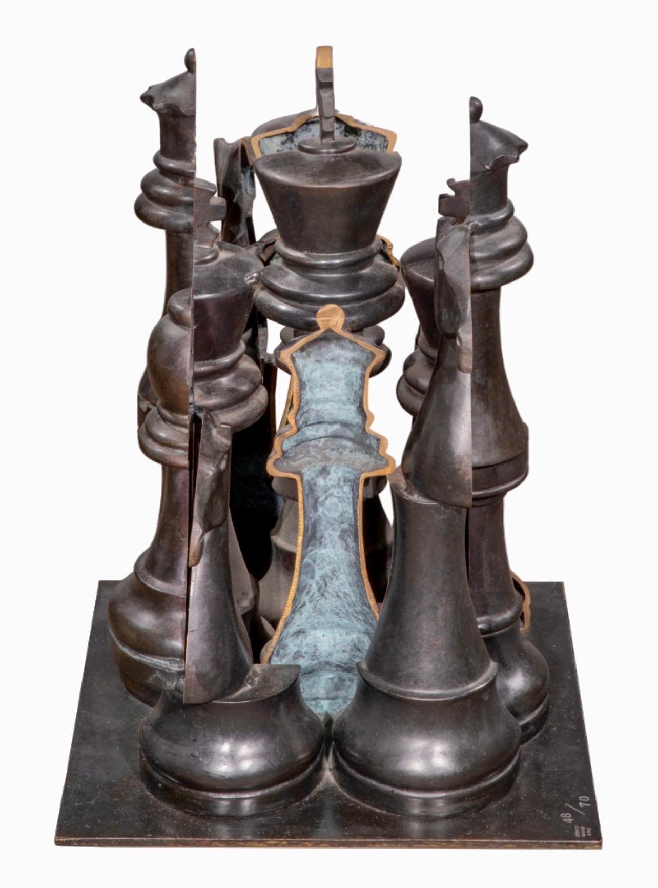 Französische Pop-Art Schwere Bronzeskulptur Schachspiel- Gambit Arman Akzentuierung im Angebot 3