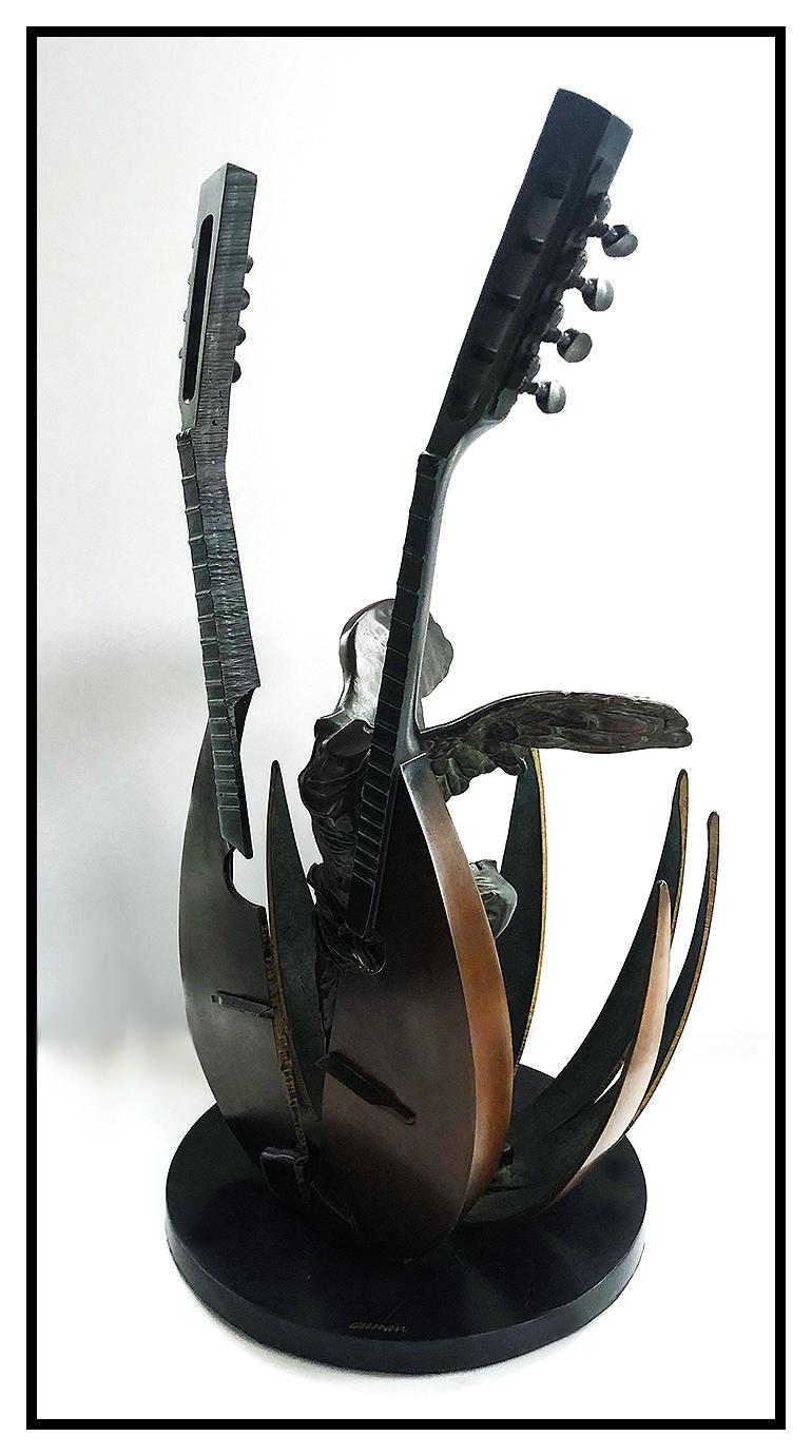 Pierre ARMAN Original BRONZE SCULPTURE Sliced Mandolin Signed Large Music Art - Sculpture by Arman