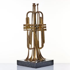 Arman Trompettes découpées escultura de bronce sobre base de mármol