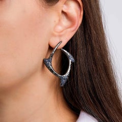 Arman Suciyan Blue Sapphire and Blue Diamonds Silver and Gold Earrings