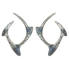 Arman Suciyan Boucles d'oreilles en argent et or avec saphir bleu et diamants bleus