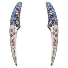 Arman Suciyan Blue Sapphire and Rhodolite Silver and Gold Earrings