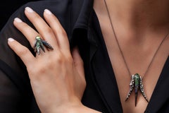 Arman Suciyan Blue Sapphire  and Tsavorite Silver and Gold  Ring