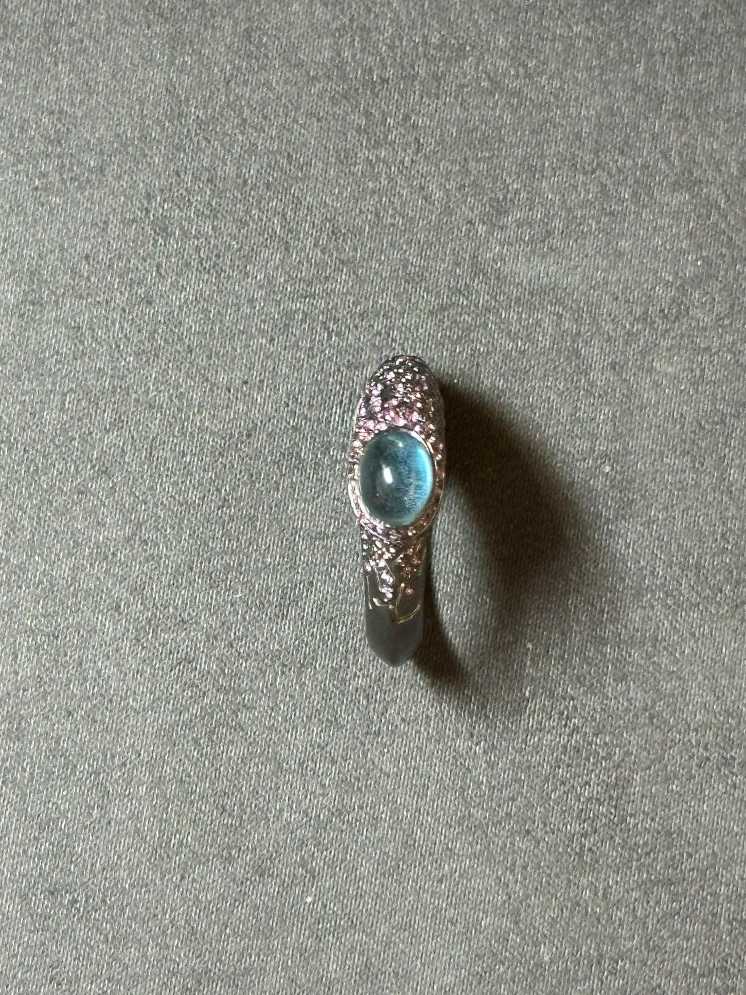 Contemporary Arman Suciyan Blue Topaz, Rhodonite and Blue 
Sapphire Silver Ring For Sale