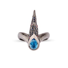 Arman Suciyan Blue Topaz, Sapphire and Rhodolite Silver Ring