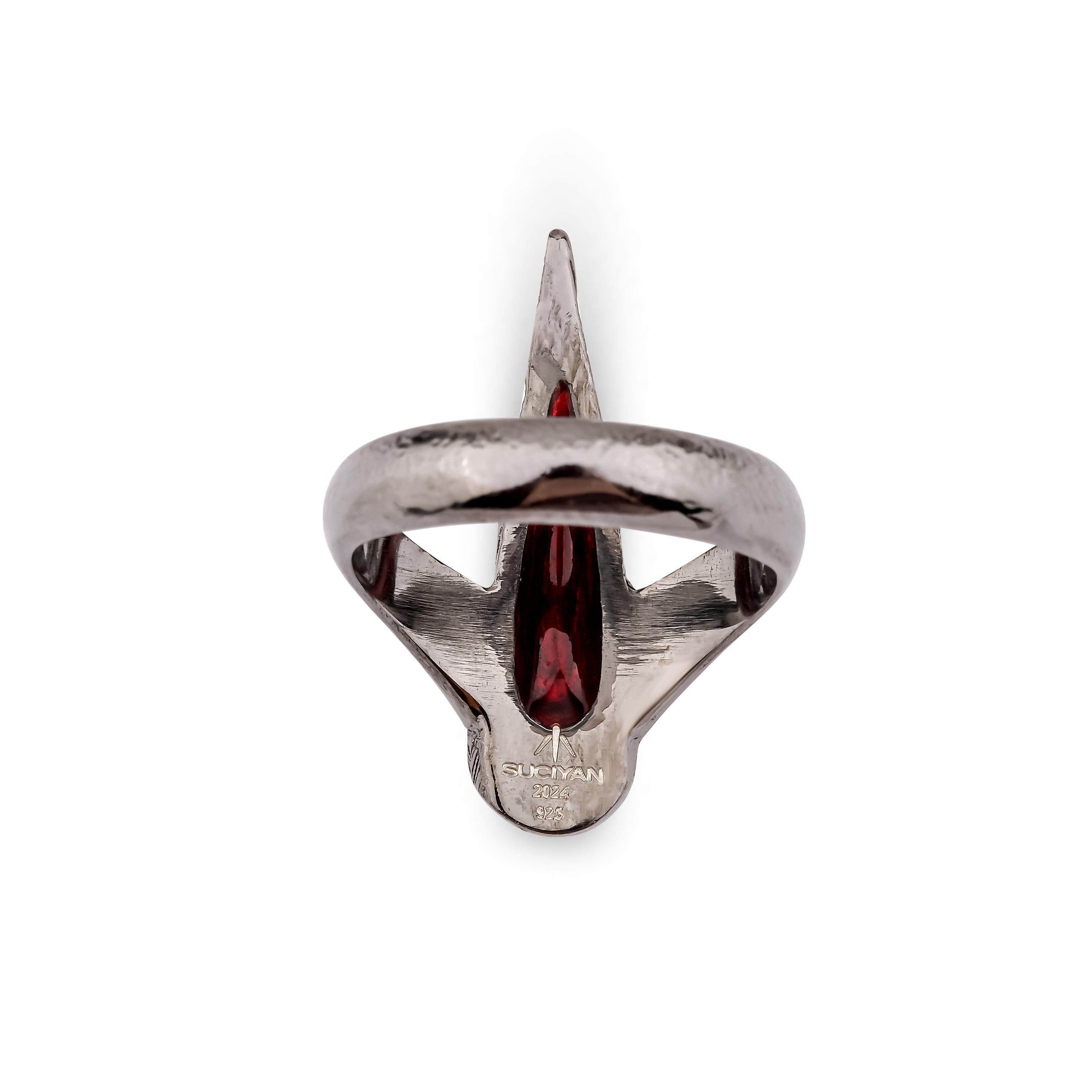 Contemporary Arman Suciyan Blue Topaz, Sapphire and Rhodolite Silver Ring For Sale