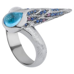 Arman Suciyan Bague en argent avec topaze bleue, saphir et rhodolite