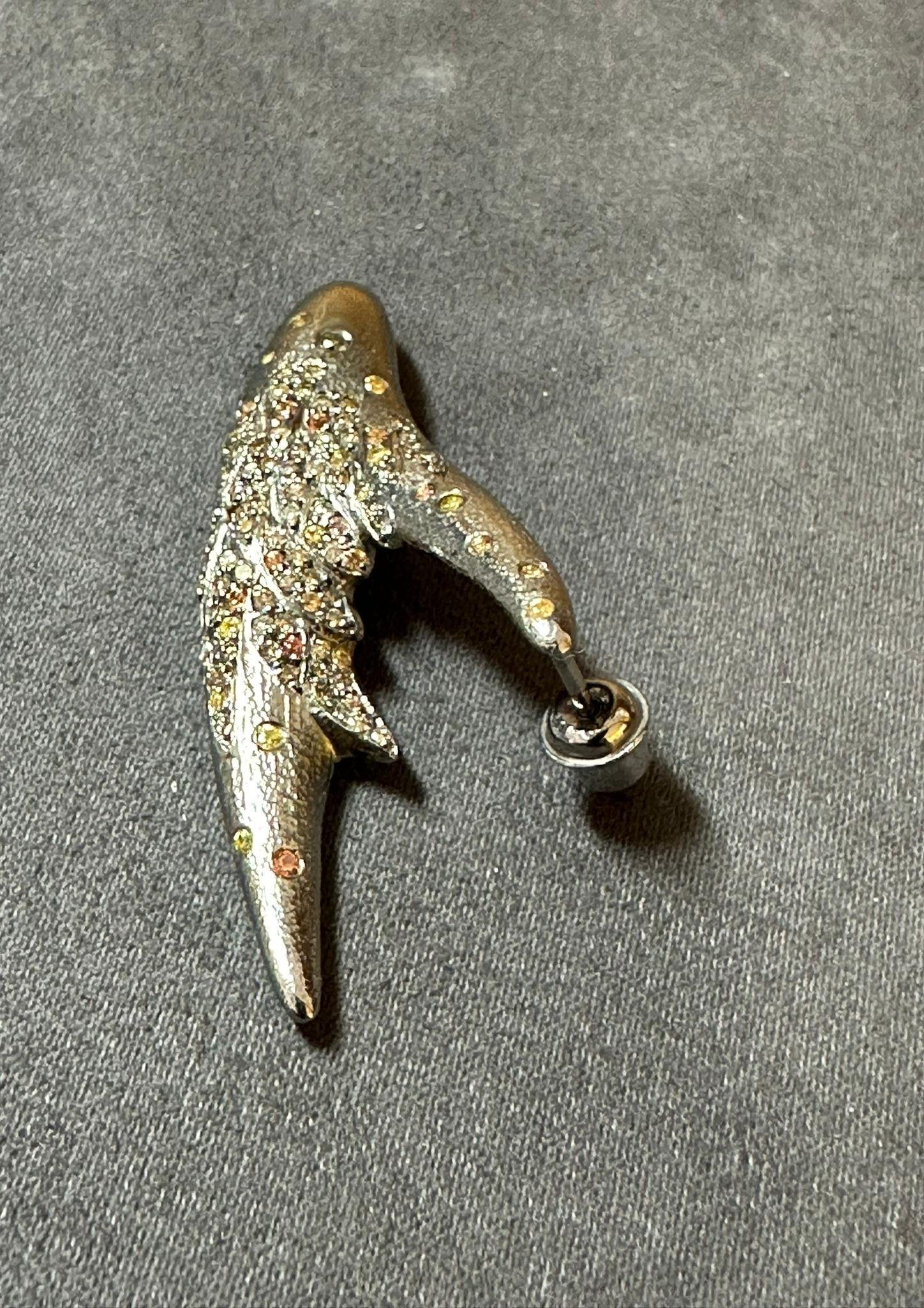 Arman Suciyan Braune Diamanten und gelber Saphir Silber und Gold Ohrringe (Brillantschliff) im Angebot