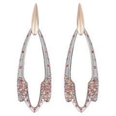 Arman Suciyan Boucles d'oreilles en or et argent, diamants bruns, saphirs orange