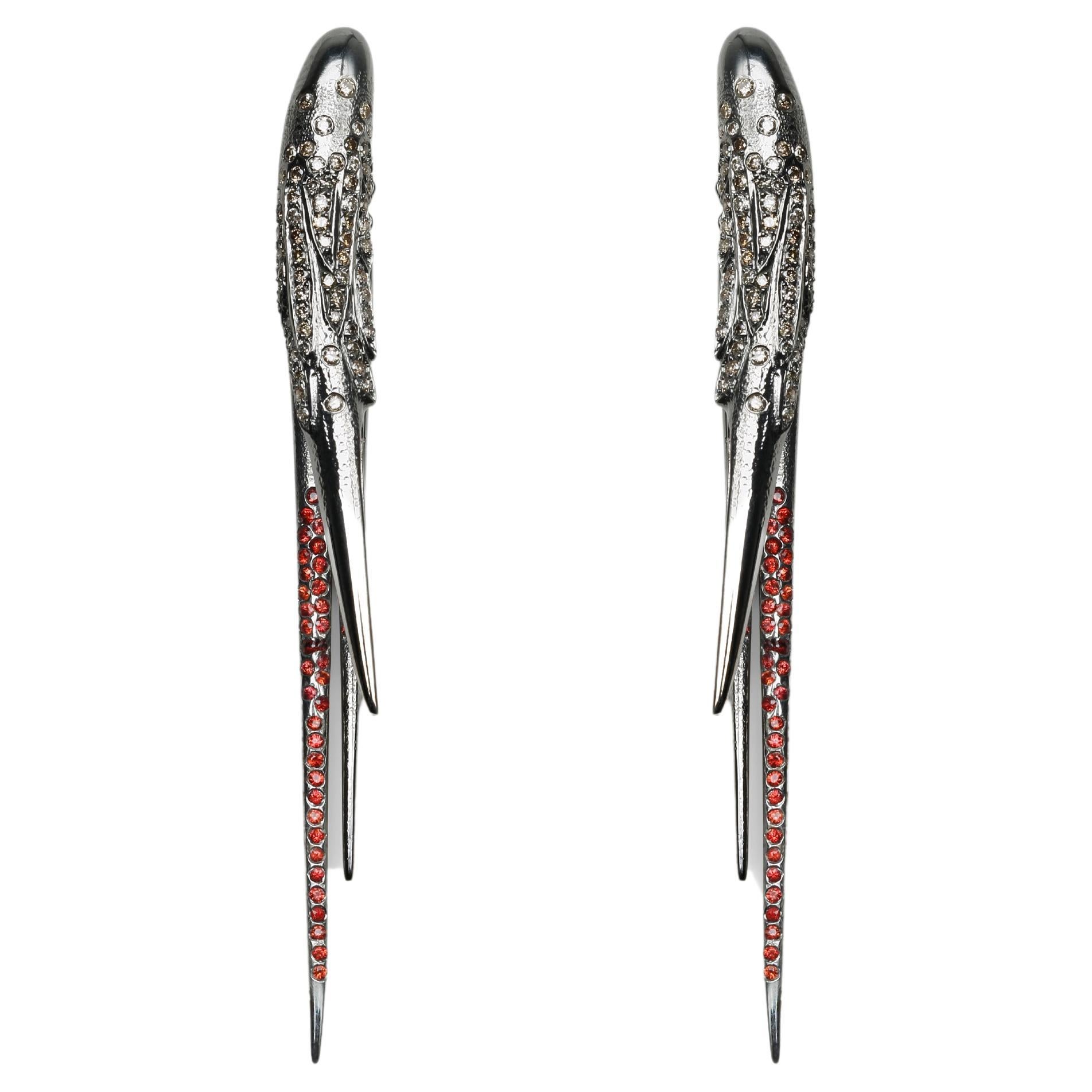 Arman Suciyan Diamonds Sapphire Silver and White Gold Earrings For Sale