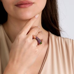 Arman Suciyan Peridot and Pink Sapphire Silver and Gold Ring