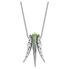 Arman Suciyan Peridote Tsavorite and Blue Sapphire Gold and Silver Necklace and
