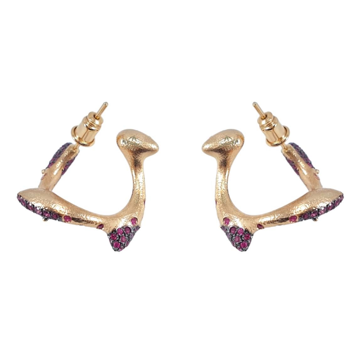 Contemporary Arman Suciyan Pink Sapphire Silver and  18K Gold Earrings For Sale