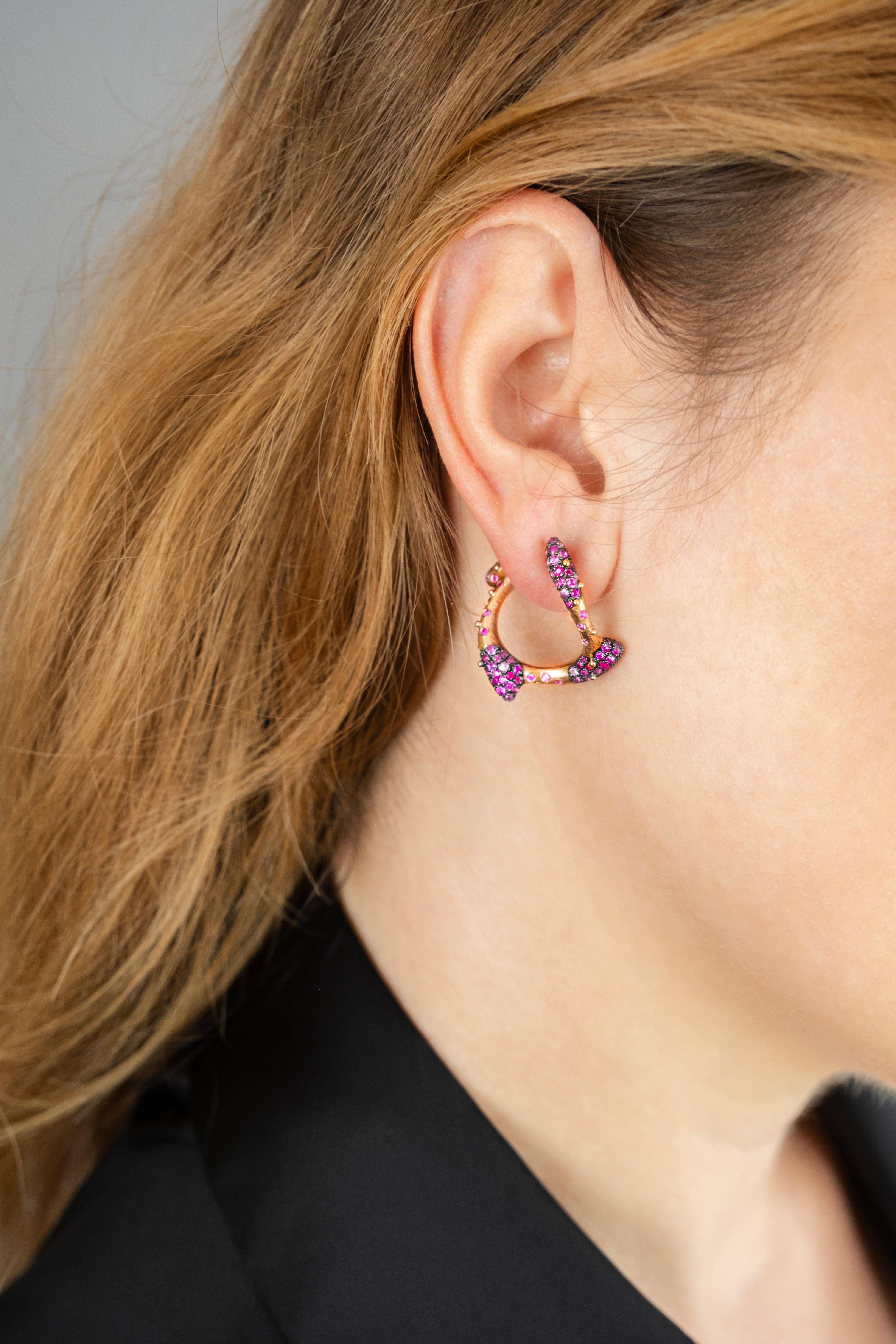 Arman Suciyan Pink Sapphire Silver and  18K Gold Earrings In New Condition For Sale In Paris, IDF