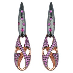 Boucles d'oreilles en argent et or avec saphir rose d'Arman Suciyan