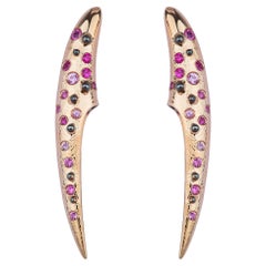 Boucles d'oreilles en saphir rose, argent et or d'Arman Suciyan